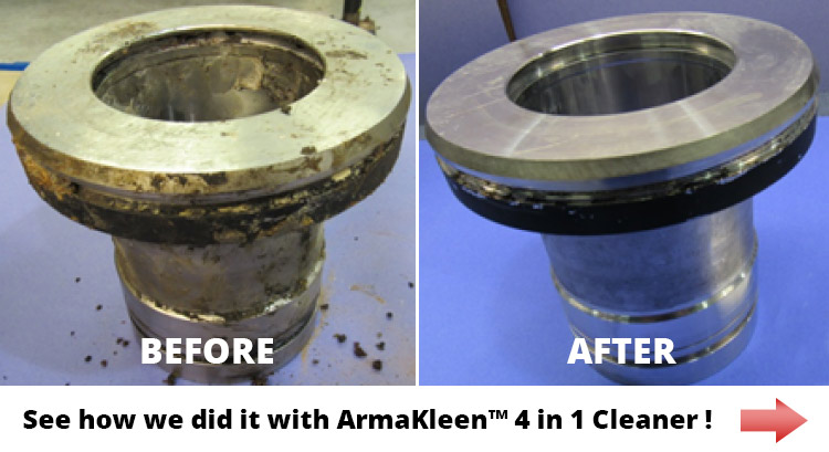 Before and after image of parts cleaned in aqueous cleaner
